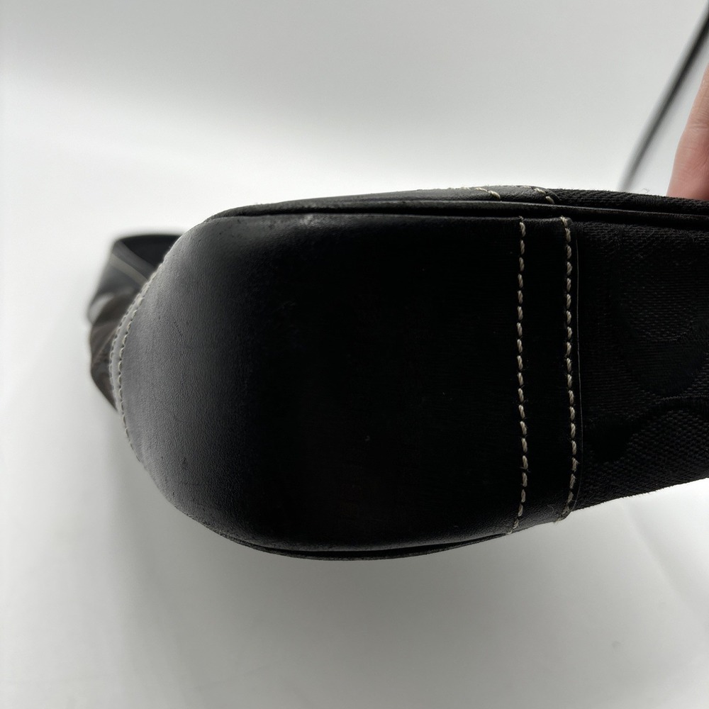 Coach Hamptons Hobo Handbag Shoulder Bag Signature Black 8K02 VTG READ - Picture 12 of 16